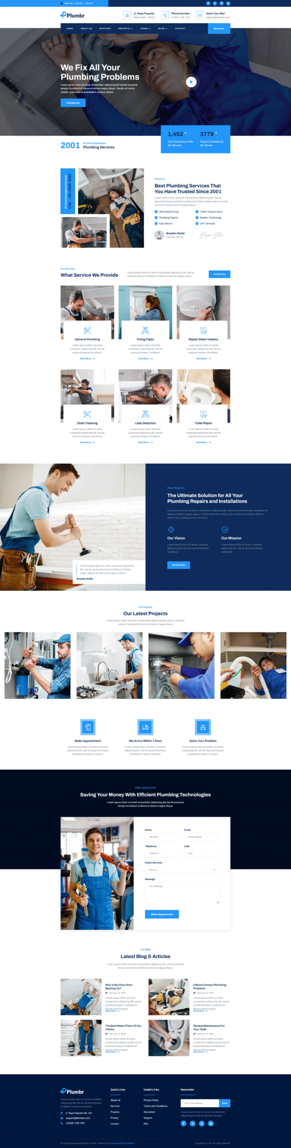Plumbing Services WordPress Theme